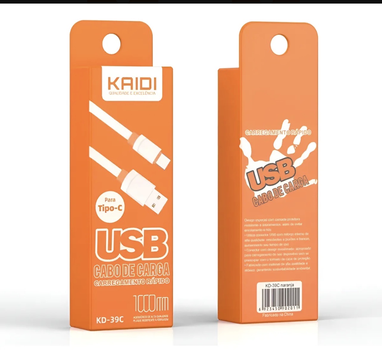 Cabo Carregador Kaidi Usb Tipo C / Kd-39c Branco verde