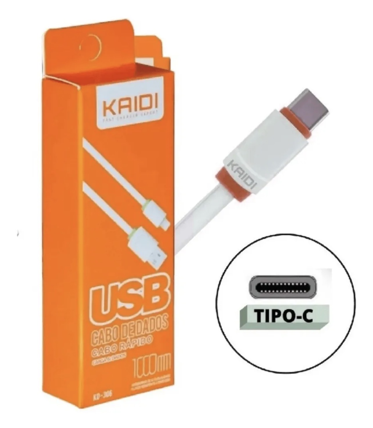 Cabo Carregador Kaidi Usb Tipo C / Kd-39c Branco verde - Imagem 2