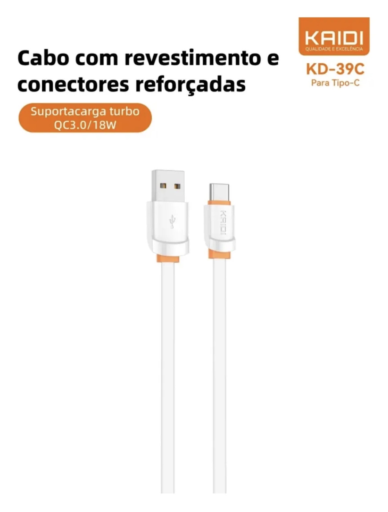 Cabo Carregador Kaidi Usb Tipo C / Kd-39c Branco verde - Imagem 4