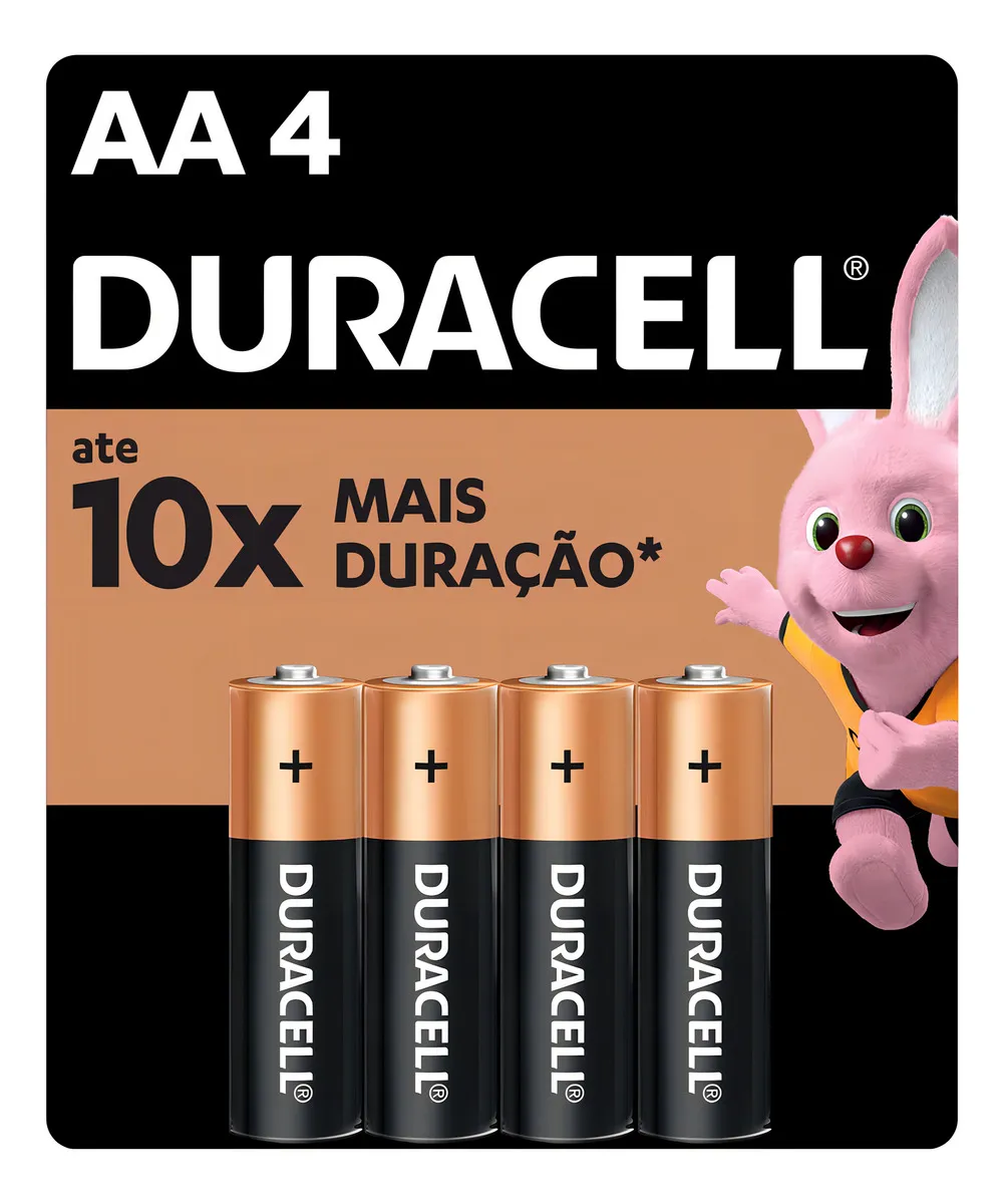 Pilha Alcalina Aa Pequena Duracell Com 4 Unidades