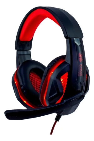 Headset Gamer Knup KP-396 Over-ear Preto Vermelho LED USB 7.1