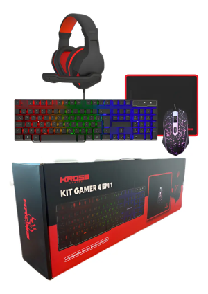 Kit Gamer Kross Elegance Ke-gk4100 4 Em 1 Mouseteclado Preto