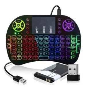Mini Teclado Iluminado Controle Sem Fio Para Tv Box Smart Tv