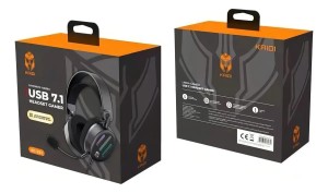 Headset Gamer USB 7.1 Kaidi KD-G32 Cinza-escuro Microfone LED