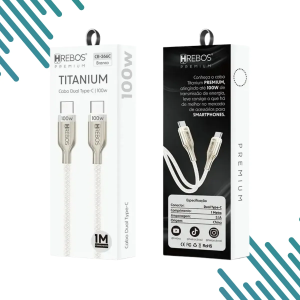Cabo Usb-c Turbo Hrebos 100w 1 Metro Reforçado E Durável