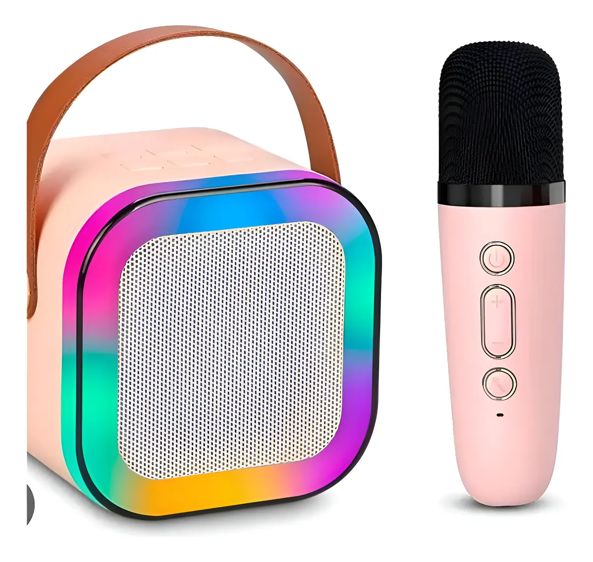 Kit Karaokê: Caixa de Som Bluetooth Portátil Azul com Microfone e Efeito de Voz