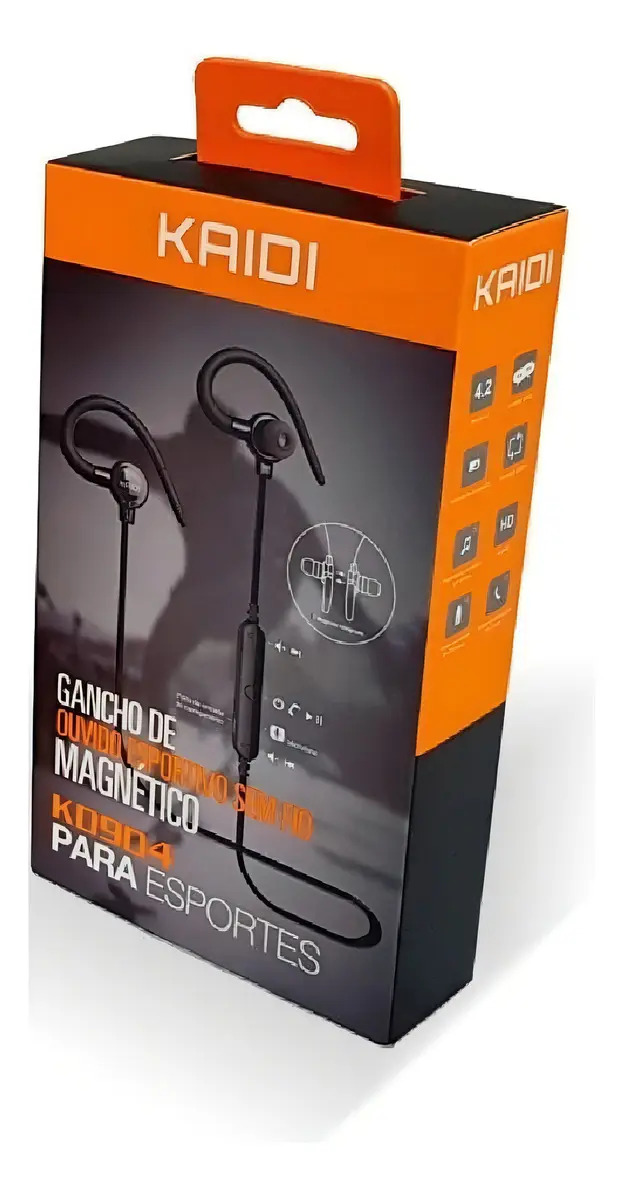 Fone de Ouvido Esportivo Bluetooth Kaidi KD-904 Preto In-Ear Corrida - Imagem 5