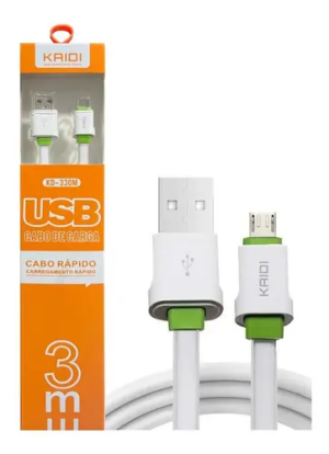 Cabo USB Micro-USB 3m Rápido Kaidi Branco KD-330M V8