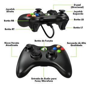 Controle Com Fio Usb Compatível Console E Pc Kapbom Kap-360