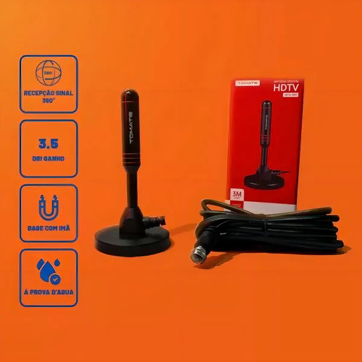 Antena Digital Interna Para Tv Hdtv Uhf Tomate 3 Metros - Imagem 5